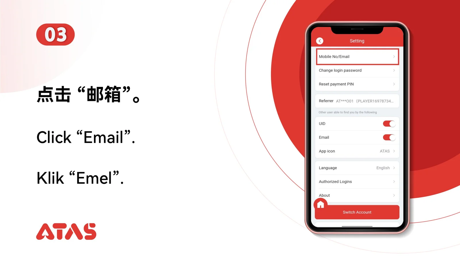 Choose Email — step 4 of the Change Email Address guide