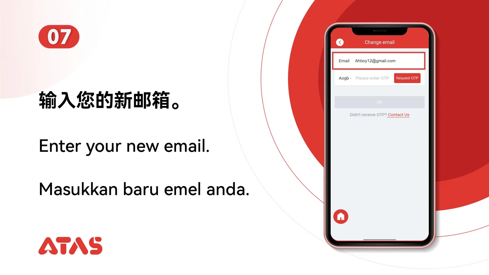 Enter the new email address — step 8 of the Change Email Address guide
