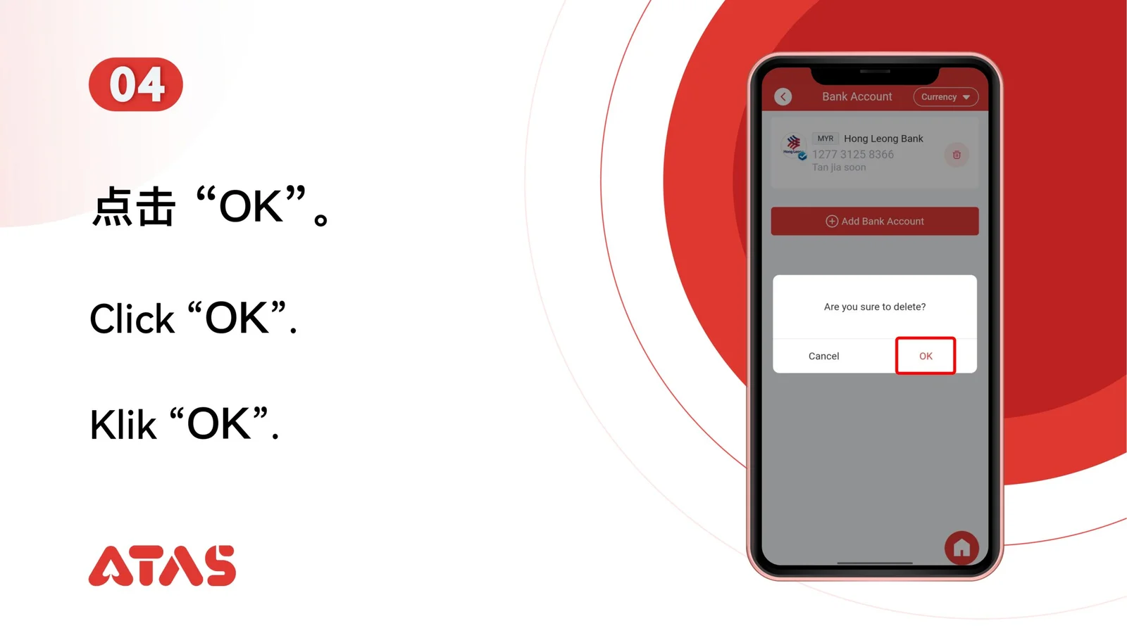 Sahkan pemadaman — langkah 5 dalam panduan Padam Akaun Bank