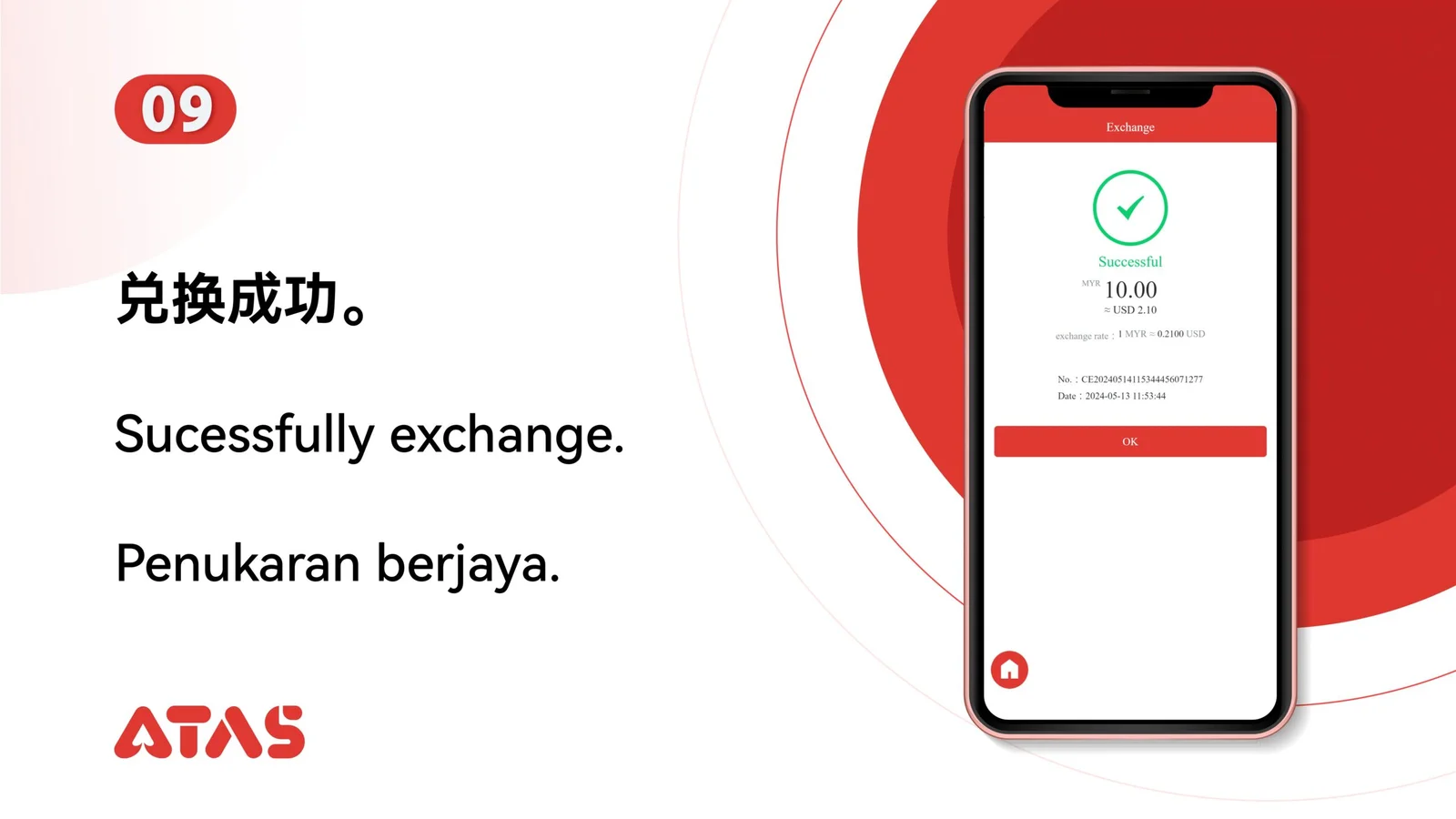 Check the exchange result — step 10 of the Exchange Currency guide