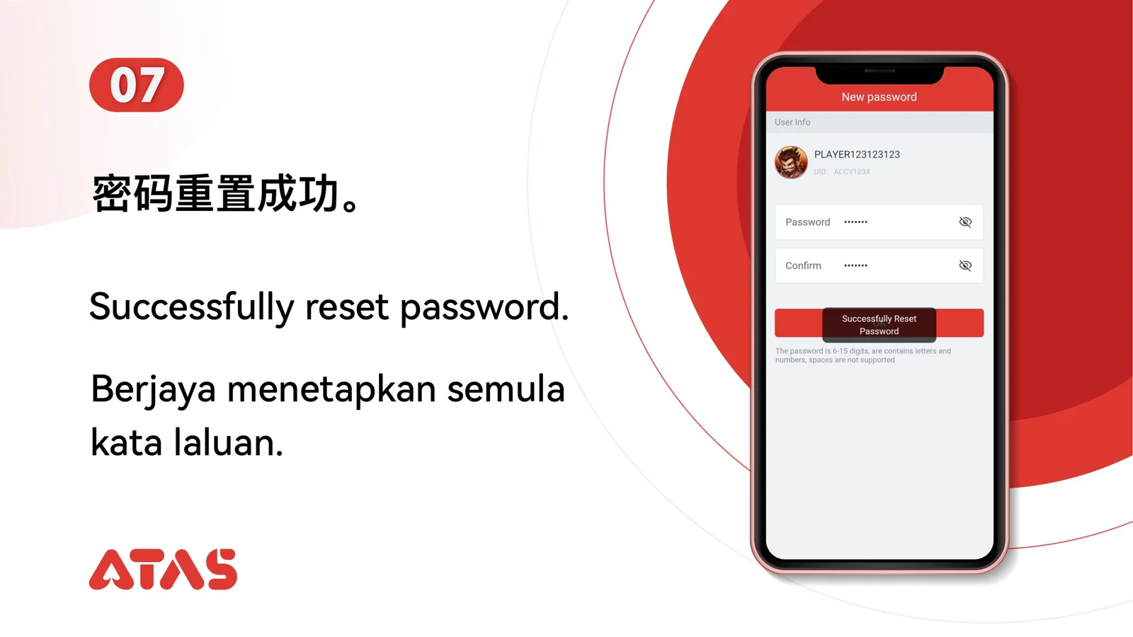 Check the reset result — step 8 of the Forgot Password guide