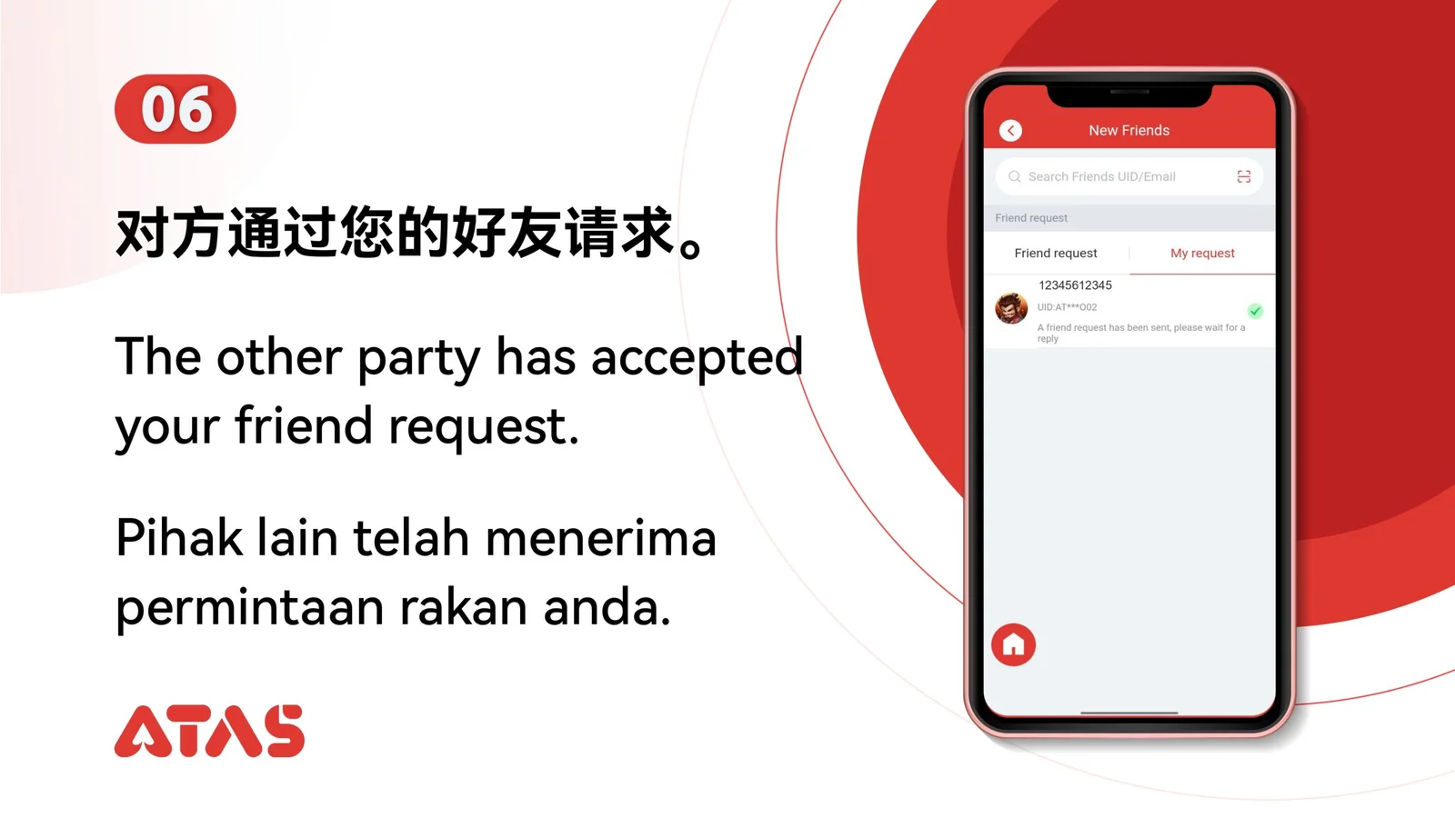 Wait for acceptance — step 7 of the Friend Transfer guide